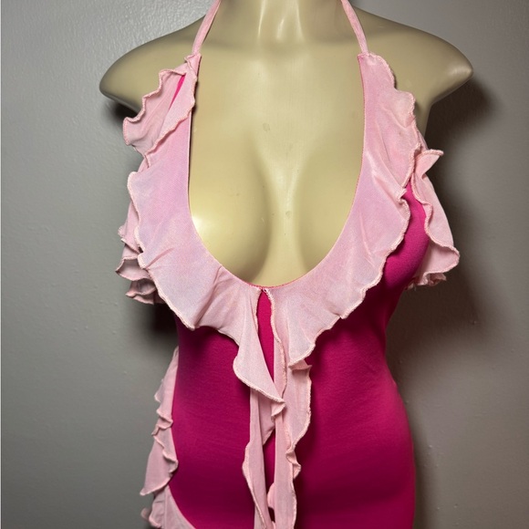 SHEIN Pink Halter Mini Dress w/ Ruffles 🎀 - Picture 2 of 8